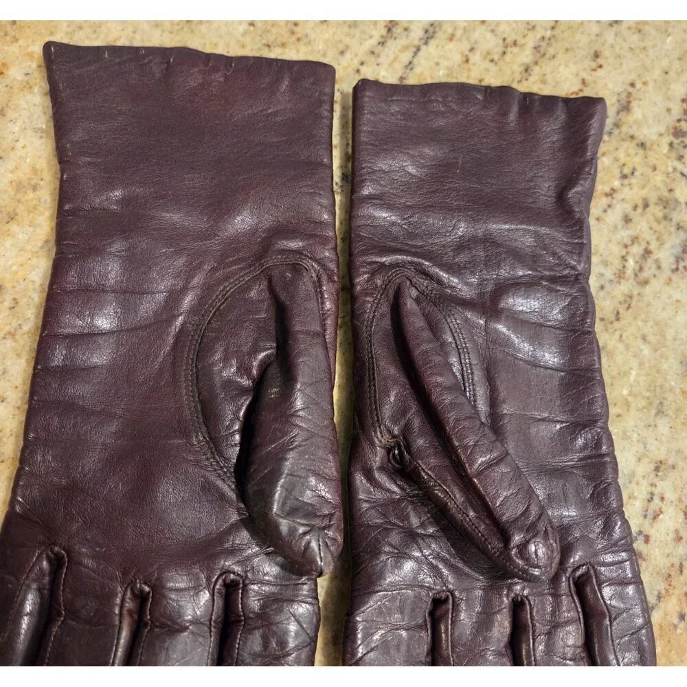 Vintage Womens Size M Burgundy Leather Lined 10